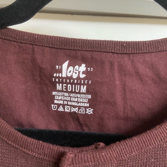 LOST Enterprises Industries Men’s Long Sleeve Shirt Logo Skate Surfboard Henley - Picture 3 of 3